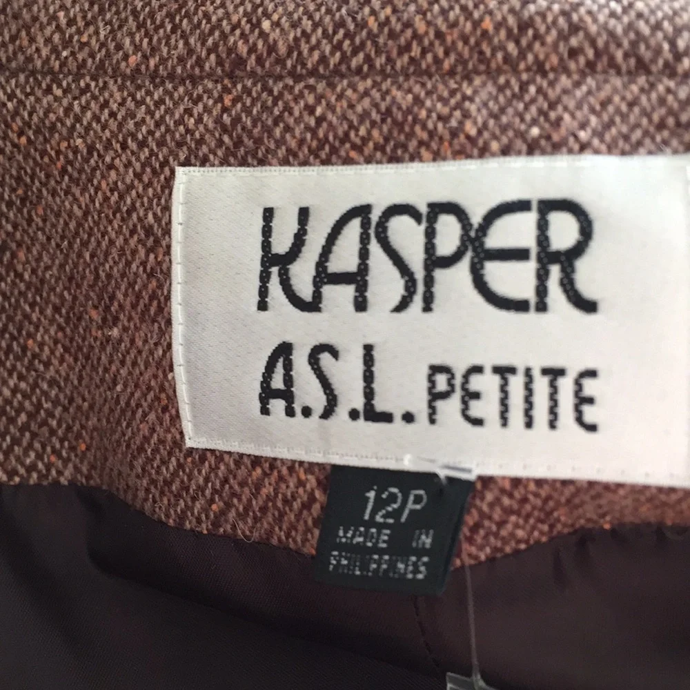 Vintage Kasper wool silk blended herringbone blazer - Picture 8 of 11